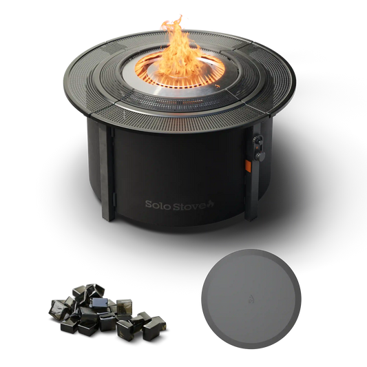 Infinity Flame Propane Fire Pit + Surround Surface - Charcoal Steel Finish